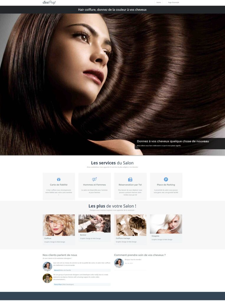 Ciel Telecom : homepage coiffeur